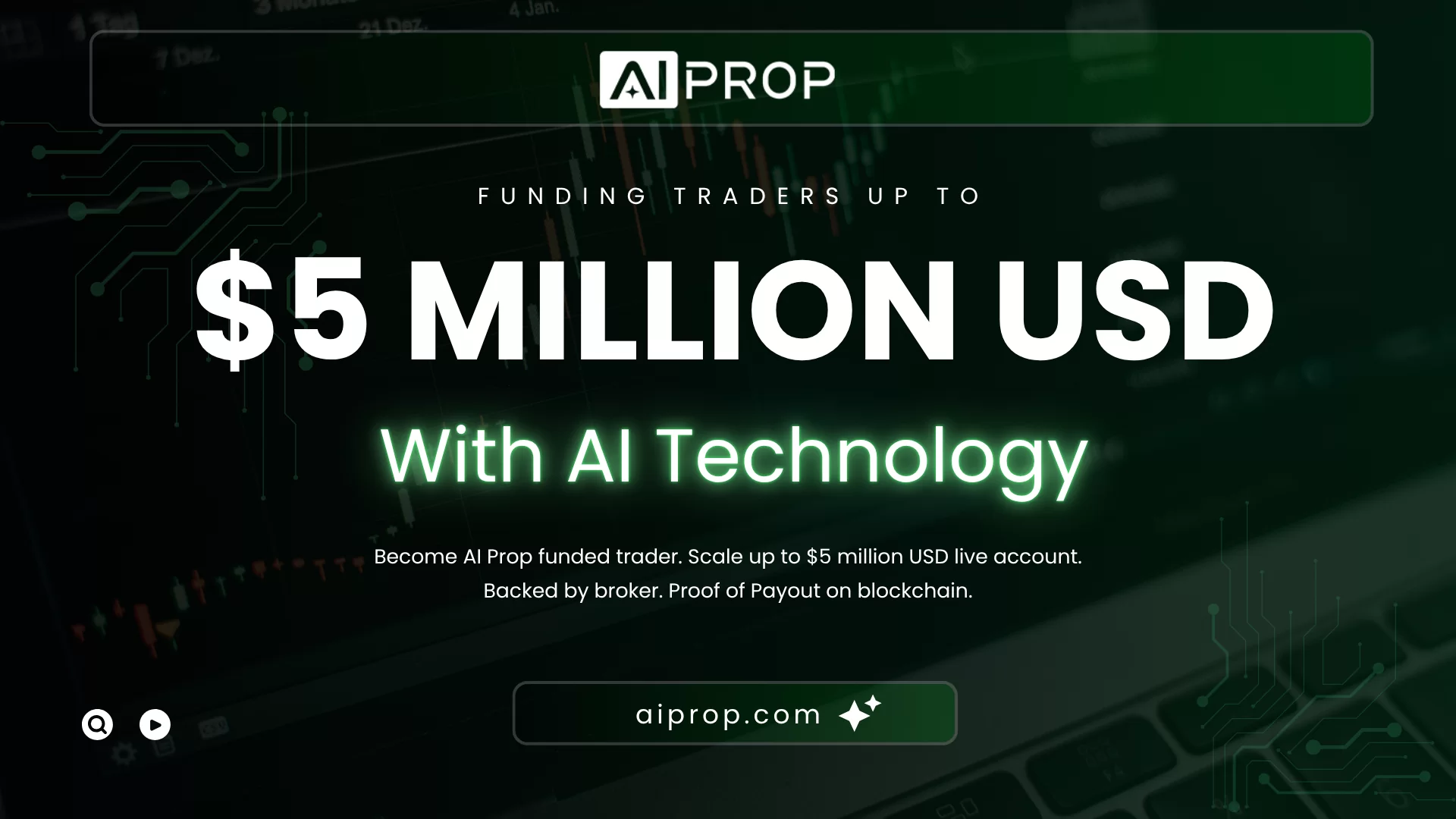 Banner thông cáo báo chí AI Prop: cấp vốn cho trader tới 5 triệu USD bằng công nghệ AI