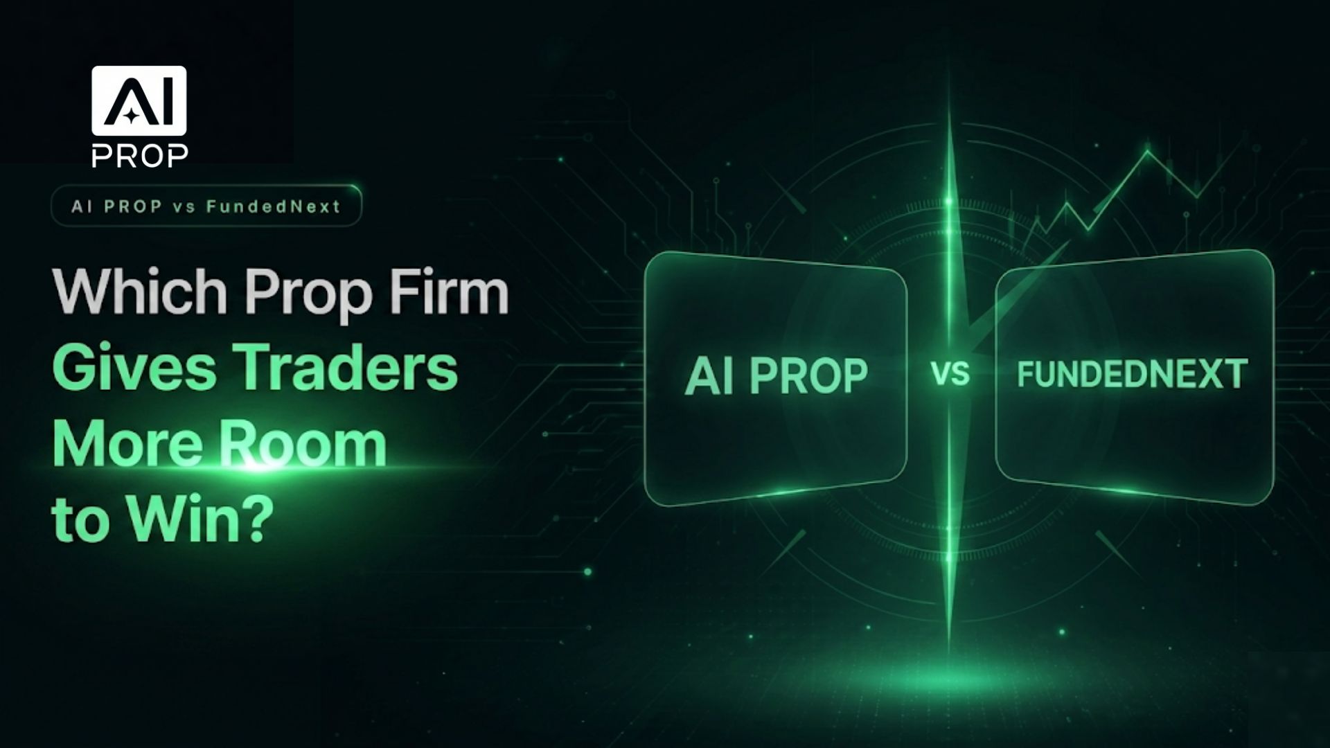 AI Prop banner 'Which prop firm gives traders more room to win?' comparing AI Prop and FundedNext